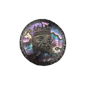 CF Sterling Silver Mexico Vintage Brooch Chieftan Abalone Shell